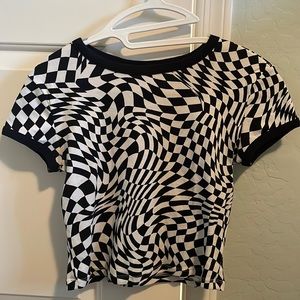 Black and white checkered cropped shirt SIZE S